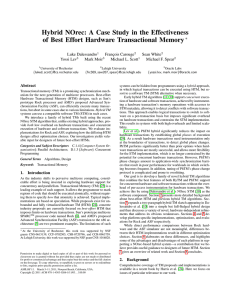 Hybrid NOrec: A Case Study in the Effectiveness ∗ Luke Dalessandro