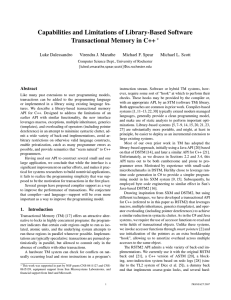 Capabilities and Limitations of Library-Based Software Transactional Memory in C++ ∗ Luke Dalessandro