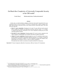 On Black-Box Complexity of Universally Composable Security in the CRS model ∗