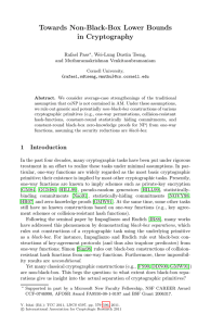 Towards Non-Black-Box Lower Bounds in Cryptography Rafael Pass , Wei-Lung Dustin Tseng,