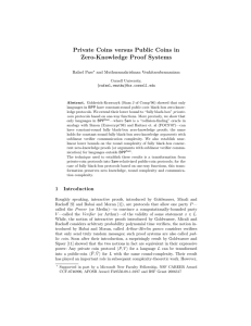 Private Coins versus Public Coins in Zero-Knowledge Proof Systems Rafael Pass
