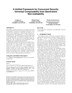 A Unified Framework for Concurrent Security: Universal Composability from Stand-alone Non-malleability