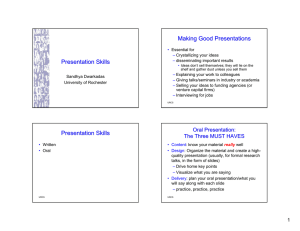 Making Good Presentations Presentation Skills