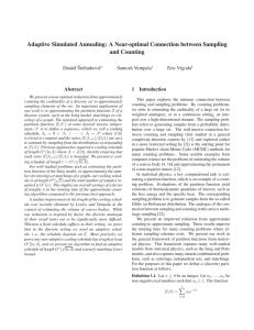 Adaptive Simulated Annealing: A Near-optimal Connection between Sampling and Counting Daniel ˇStefankoviˇc
