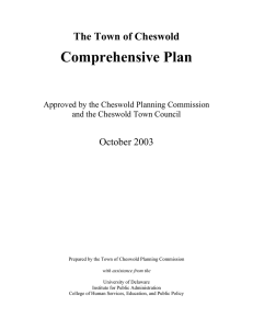 Comprehensive Plan The Town of Cheswold October 2003