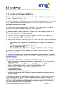 BT Archives 1.  Collections Management Policy