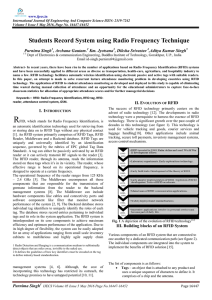 Students Record System using Radio Frequency Technique Purnima Singh , Archana Gautam.