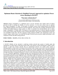 Optimum Route Selection &amp; Modified Network Approach to optimize Power