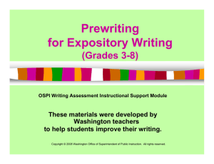 Prewriting for Expository Writing (Grades 3-8) These materials were developed by