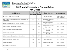 2013 Math Expressions Pacing Guide 4th Grade # of