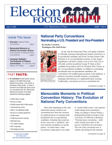 Election FOCUS National Party Conventions Nominating a U.S. President and Vice-President