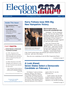 Election FOCUS Kerry Follows Iowa With Big New Hampshire Victory