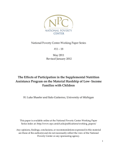 The Effects of Participation in the Supplemental Nutrition
