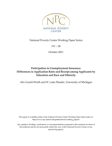 National Poverty Center Working Paper Series   #11 – 28  October 2011  Participation in Unemployment Insurance:   