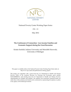 National Poverty Center Working Paper Series  #12 – 11  May 2012  Kristin Seefeldt, Indiana University and Meredith Horowski, 