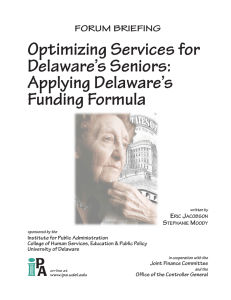 Optimizing Services for Delaware’s Seniors: Applying Delaware’s Funding Formula