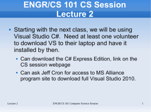 ENGR/CS 101 CS Session Lecture 2