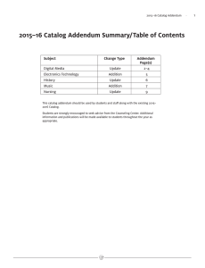2015–16 Catalog Addendum Summary/Table of Contents 1  Digital Media