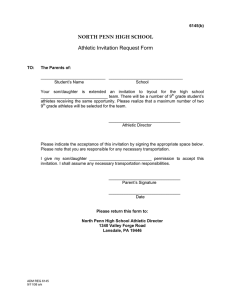 NORTH PENN HIGH SCHOOL Athletic Invitation Request Form