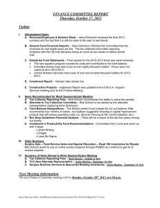 FINANCE COMMITTEE REPORT Thursday, October 17, 2013  Update