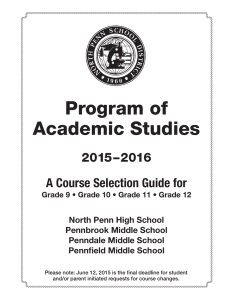 Program of Academic Studies 2015–2016 A Course Selection Guide for
