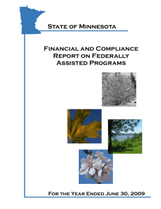 Financial and Compliance Report on Federally Assisted Programs State of Minnesota