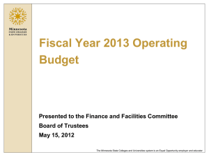 Fiscal Year 2013 Operating Budget Presented to the Finance and Facilities Committee