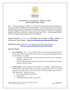 Instructions for Lease Agreement – MnSCU as Tenant (With Leasehold Improvements) Use: