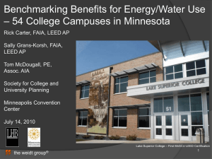 Benchmarking Benefits for Energy/Water Use – 54 College Campuses in Minnesota