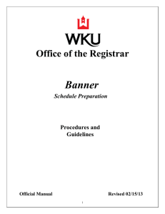 Banner  Office of the Registrar Procedures and