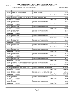 CHECK REGISTER - NORTH PENN SCHOOL DISTRICT