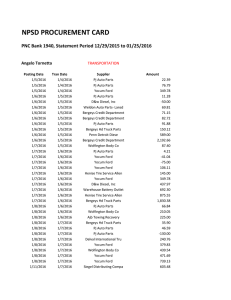 NPSD PROCUREMENT CARD PNC Bank 1940, Statement Period 12/29/2015 to 01/25/2016 TRANSPORTATION