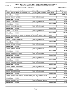 CHECK REGISTER - NORTH PENN SCHOOL DISTRICT