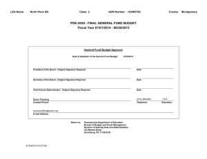 PDE-2028 - FINAL GENERAL FUND BUDGET Fiscal Year 07/01/2014 - 06/30/2015