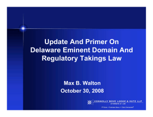 Update And Primer On Delaware Eminent Domain And Regulatory Takings Law