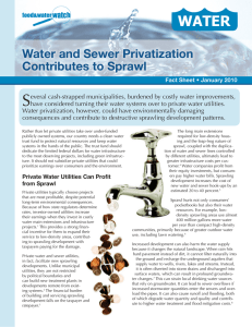 S WATER Water and Sewer Privatization Contributes to Sprawl