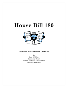 House Bill 180 Delaware Civics Standard 4, Grades 6-8 by