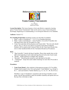 Delaware Civics Standards Teams-Games-Tournaments