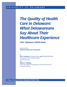The Quality of Health Care in Delaware: What Delawareans Say About Their