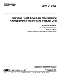 2007-01-2482 Standing Reach Envelopes Incorporating Anthropometric Variance and Postural Cost SAE TECHNICAL