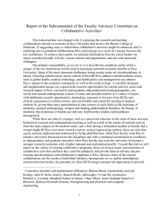 Report of the Subcommittee of the Faculty Advisory Committee on