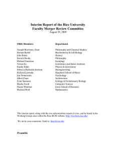 Interim Report of the Rice University Faculty Merger Review Committee