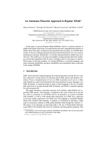 An Automata-Theoretic Approach to Regular XPath ? Diego Calvanese , Giuseppe De Giacomo