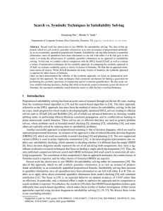 Search vs. Symbolic Techniques in Satisfiability Solving Guoqiang Pan