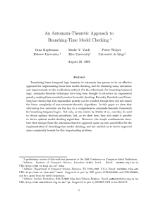 An Automata-Theoretic Approach to Branching-Time Model Checking