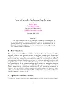 Computing adverbial quantifier domains David Ahn Computer Science