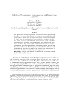 Selection, Optimization, Compensation, and Equilibrium Dynamics Steven M. Boker