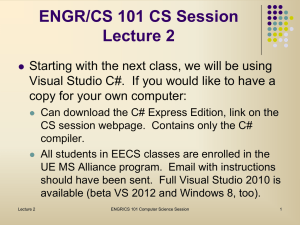 ENGR/CS 101 CS Session Lecture 2
