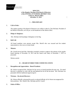 MINUTES of the Regular Meeting of the Board of Directors