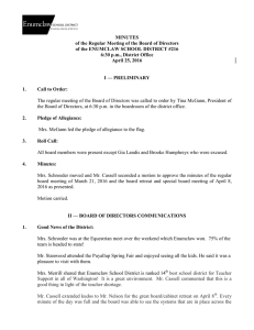 MINUTES of the Regular Meeting of the Board of Directors